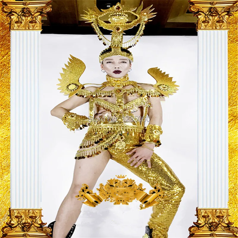 WYY зеркало золотистого цвета бальных танцев костюмы сексуальные мужские робот