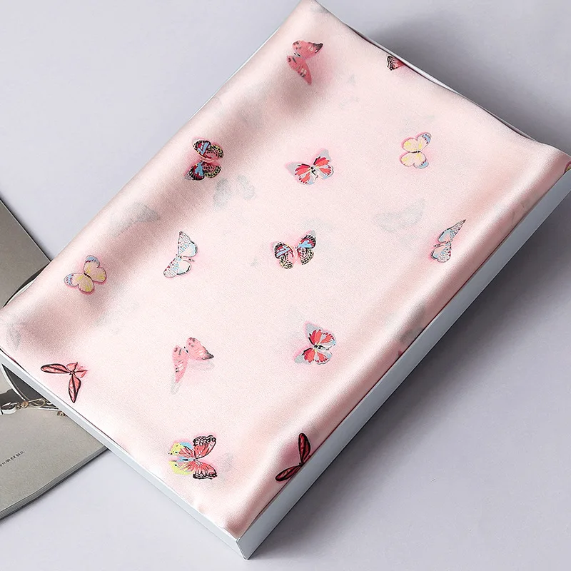 Jade butterfly pink Бренд чистый Шелковый шарф женский роскошный Ханчжоу Настоящие шелковые шарфы для дам принт шали из фуляра Femme Натуральный Шелк Шарфы - Цвет: Jade butterfly pink