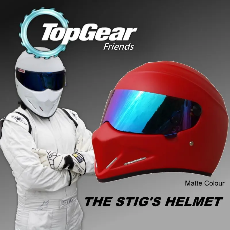 

TopGear The STIG Matte Red Helmet / TG Fans's Collectable Like as SIMPSON Pig / with Silver Black Colorful 3 styles Visors