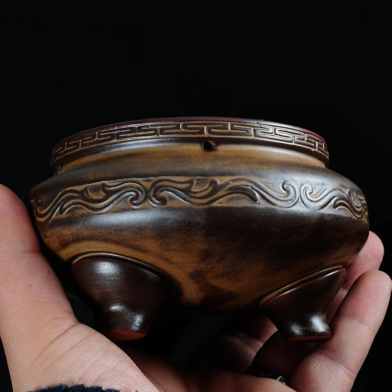 

PINNY High Quality Ceramic Incense Burner Retro Coil Censer Ceramic Crafts Home Decoration Buddhist Stick Incense Holder