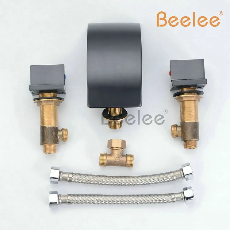 Beelee bl18303b двойной ручки масло втирают Бронзовый черный Ванная комната раковина кран Роскошные водопад на бортике бассейна раковина кран