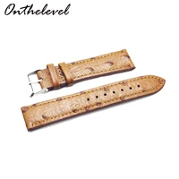 new leather retro ostrich pattern 18 24mmretro genuine leather watchbands brown yellow gray matte leather watch strap 2018 new