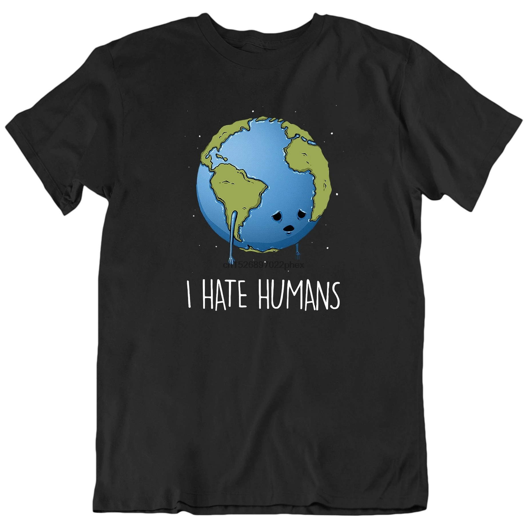I hate human-Экологичная смешная Мужская футболка со слоганом комедии | одежда