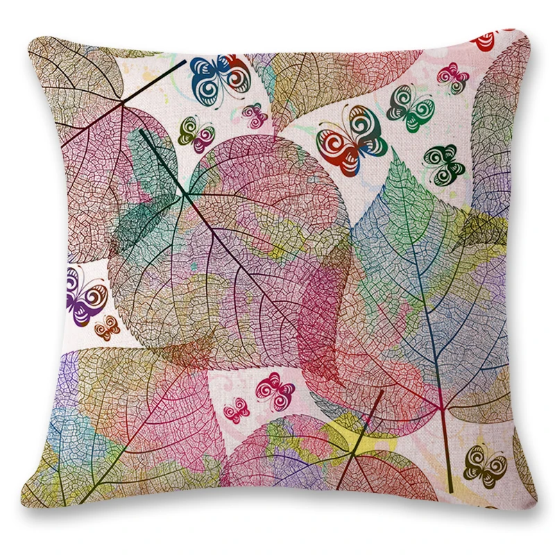 Современные Стильные цветные Льняные Наволочки с листьями высококачественные