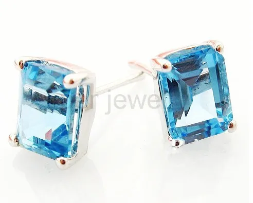 Серьги гвоздики с голубым топазом ювелирные изделия серьги натуральным из