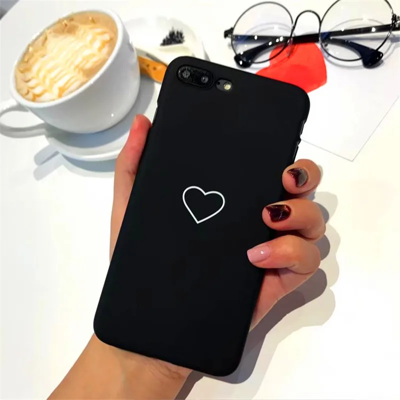 Модный для iPhone 8 Plus чехол телефона с милым сердечком задней крышки Твердый X 7 6 S