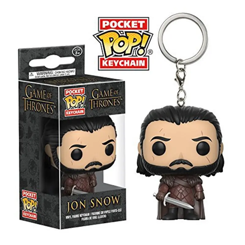 FUNKO POP футболки с принтом, футболки с Джоном Сноу из игры престолов, Карманный Брелок для ключей POP Фигурки игрушки для детей Рождественский подарок с коробкой