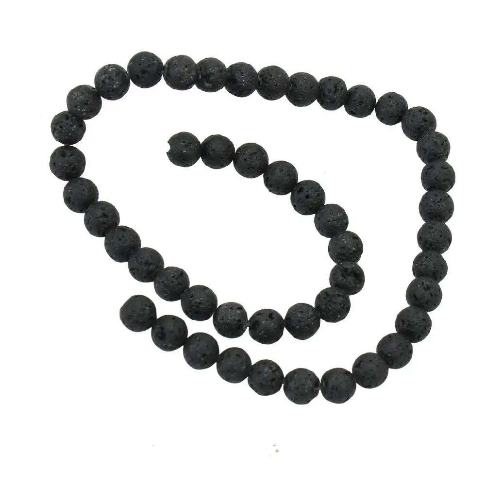 Мода натуральный черный лавы вулканические Бусины Круглый Loose Spacer нить для DIY