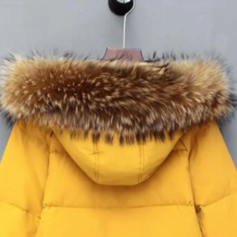 Зимняя женская куртка на белом утином пуху теплая Толстая длинная пуховая парка