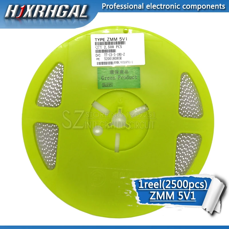 1 Катушка 2500 шт ZMM 5V1 LL34 SMD Зенер пакет диодов 1/2 Вт 0 5 чип диод Новый и оригинальный