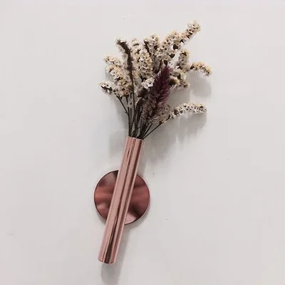 Rose gold Скандинавский стиль цвета розового золота ваза из нержавеющей стали с магнитом, горшок для растений, дома, свадебные украшения, аксессуары для гостиной - Цвет: Rose gold