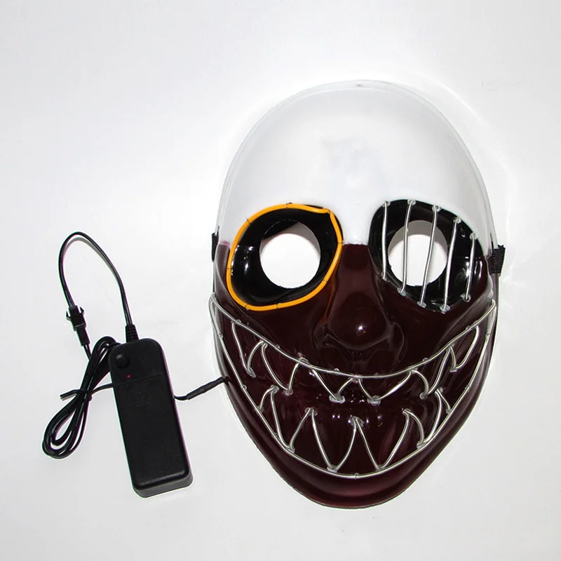 Flashing Toy EL Wire Mask Battery Operated Masquerade Clown LED Neon Light for Glowing Dance Carnival Party Halloween Masks | Освещение