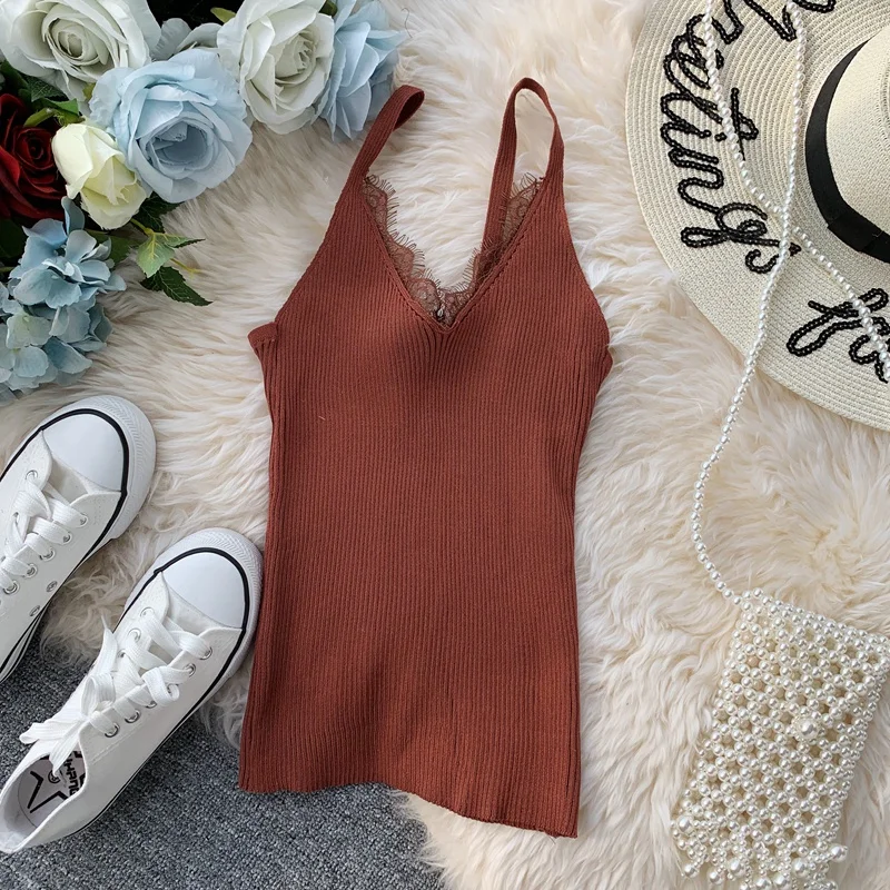 Женский кружевной вязаный жилет ALPHALMODA однотонный обтягивающий пуловер в стиле