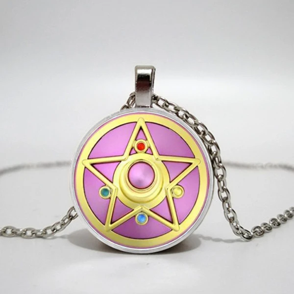 

Silver anime Sailor Moon jewelry glass dome pendant necklace, glass necklace men and women pendant necklace jewelry