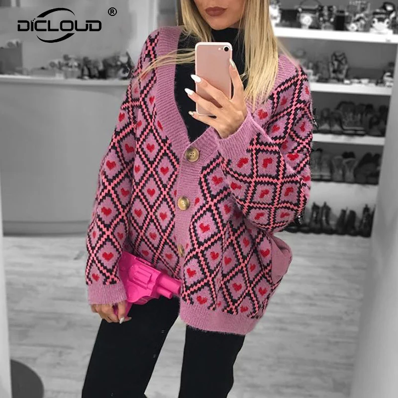 Sweet Harajuku Hip Hop Girls Pink Striped Sweater Jumper Women Autumn Winter Knitted Pullover Streetwear Chic Embroidery Jumpers