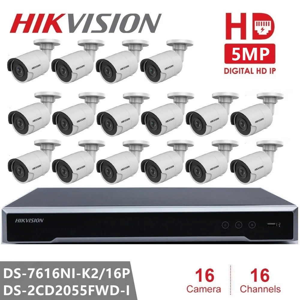 

Камера видеонаблюдения Hikvision, 4K, 16 каналов, POE, NVR, 5 Мп