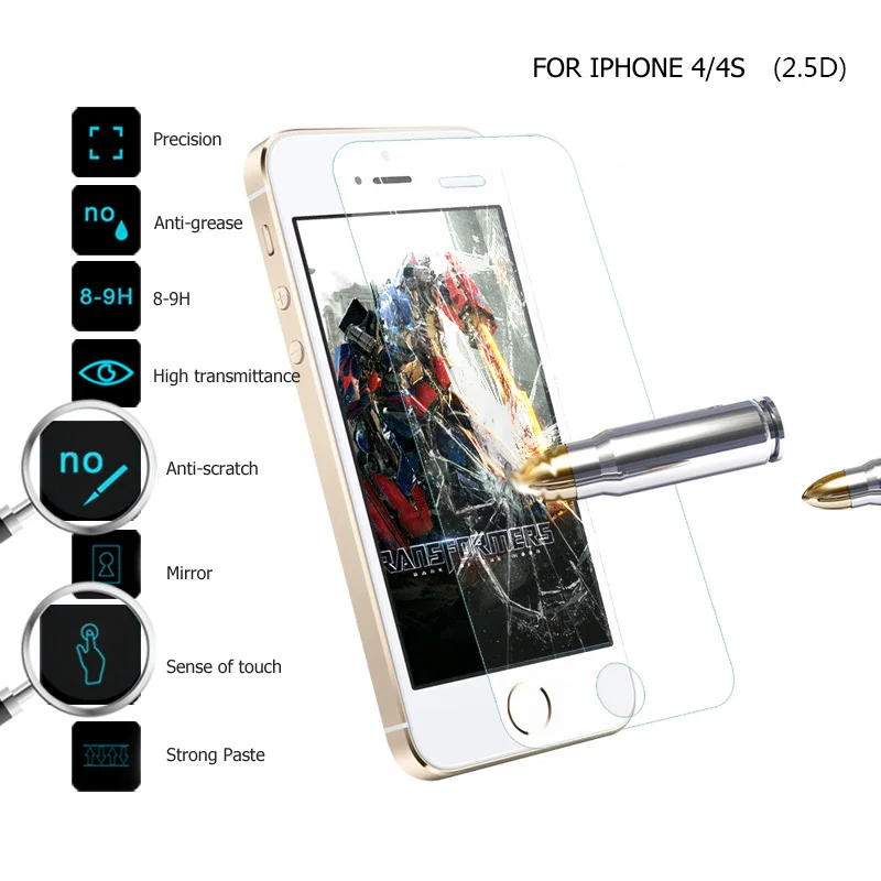 CAMDEMS 100шт премиум класса 0.3 мм закаленное стекло экран протектор для iPhone 4S 5s 6 6plus 7