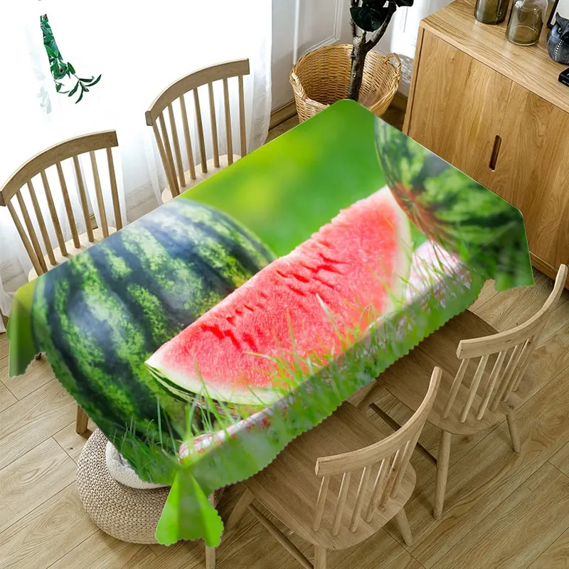 Style H 3D Фрукты Вишня скатерть с рисунком зеленые овощи Пылезащитная моющаяся ткань утепленная хлопковая прямоугольная и круглая скатерть - Цвет: Style H
