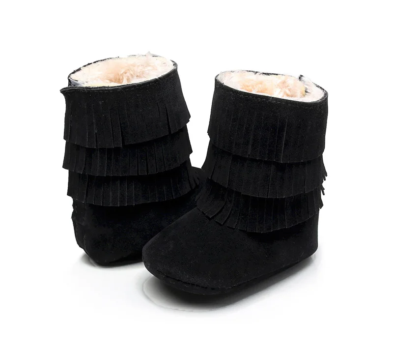 Детские мокасины Moccs Теплые зимние ботинки для маленьких девочек и мальчиков из