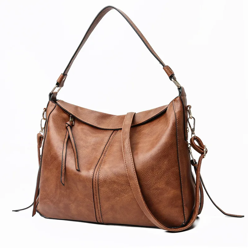 

2019 High Quality Retro PU Leather Women Handbag Women's Designer Luxury Handbag Brand Casual Large Capacity Hobo Shoulder Bags