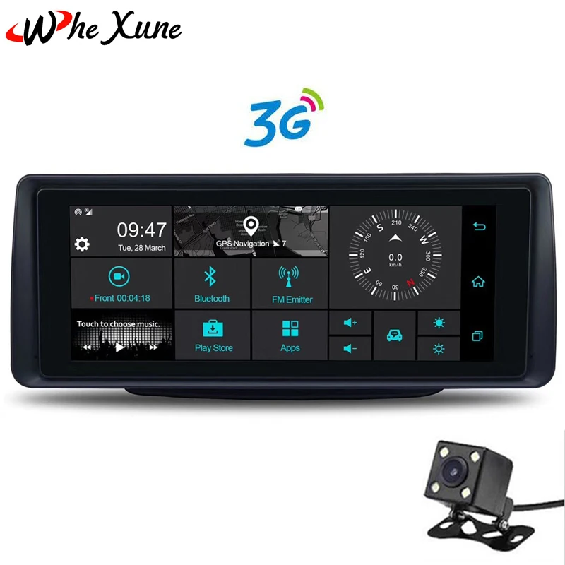 WHEXUNE 3G Android 6 86 Автомобильный dvr 5 0 дюймов Dash Cam gps навигация двойной объектив камера