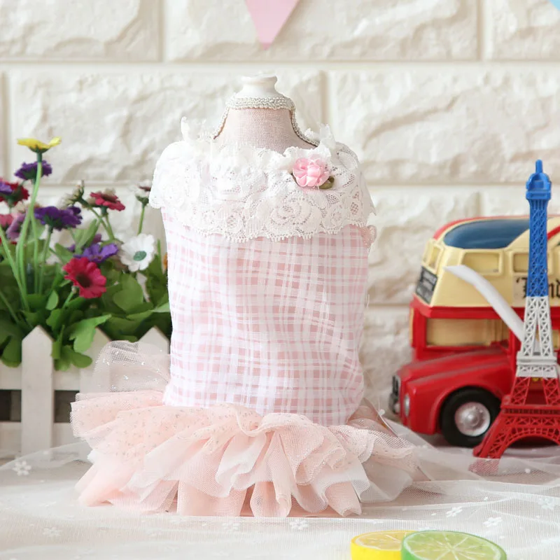 Клетчатый полиэстер костюм для животного летняя дышащая одежда собак Свадебная