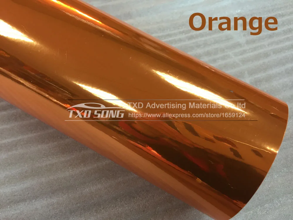ORANGE Хорошее качество Высокая эластичный Водонепроницаемый УФ-защитой фиолетовый chrome зеркало винил Обёрточная бумага Простыни roll Плёнки автомобиля Стикеры наклейка Простыни - Название цвета: ORANGE