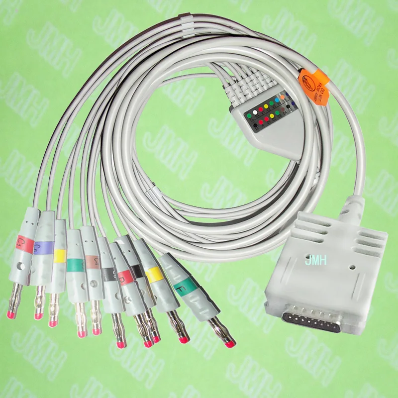 

Compatible with Burdick EK-10 EKG 10 lead,One-piece cable and leadwires,15PIN,4.0 red Banana,IEC or AHA.