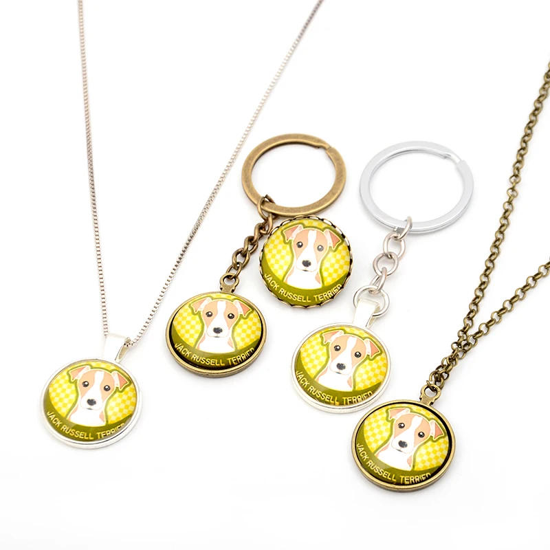 Стеклянный брелок для ключей Собака модные подарки автомобиля Джек Расселл