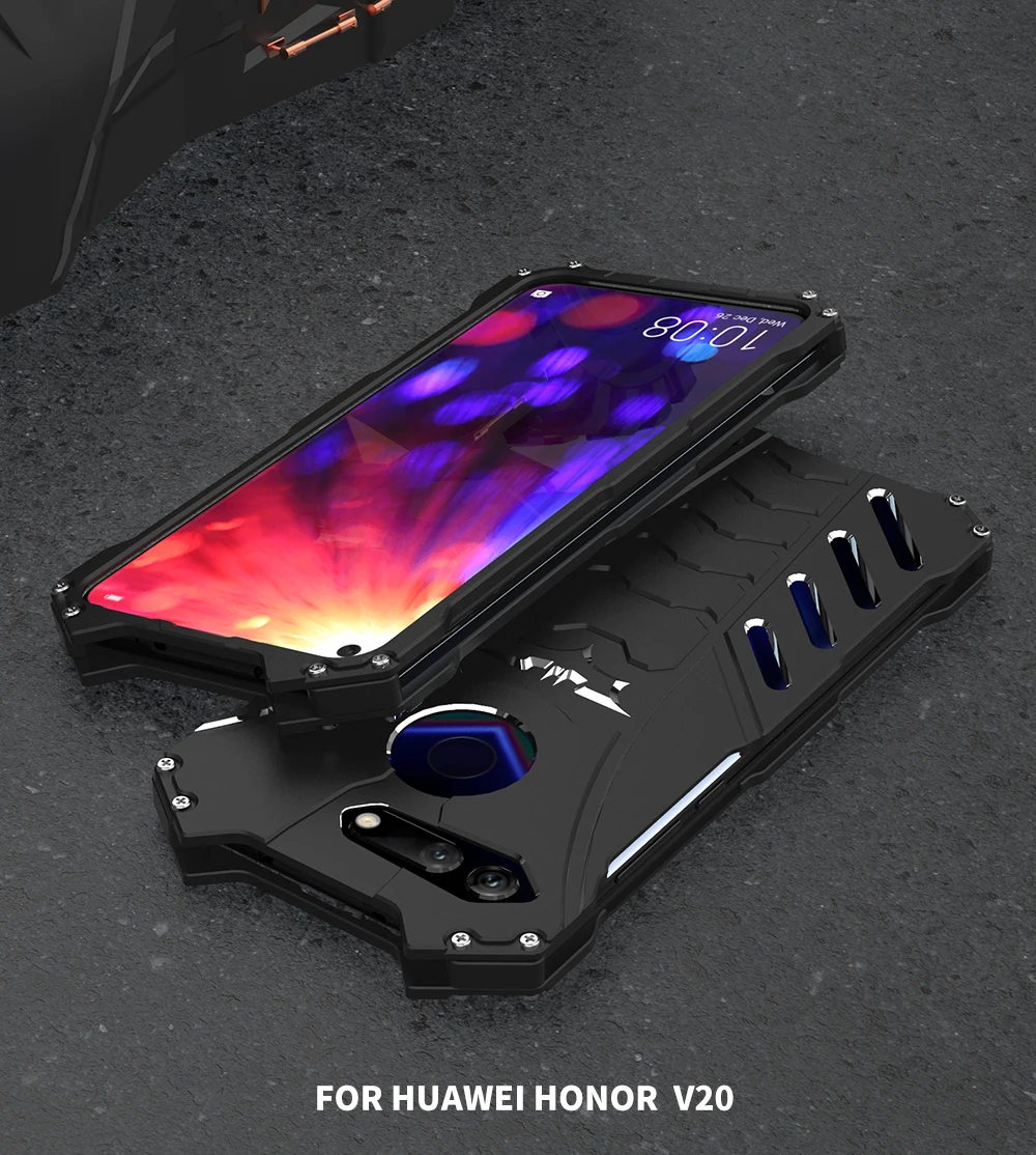 Ударопрочный металлический чехол для huawei Honor 20 Pro View 20 V20 20i 20S жесткий алюминиевый теплоотвод для спорта на открытом воздухе+ ремни