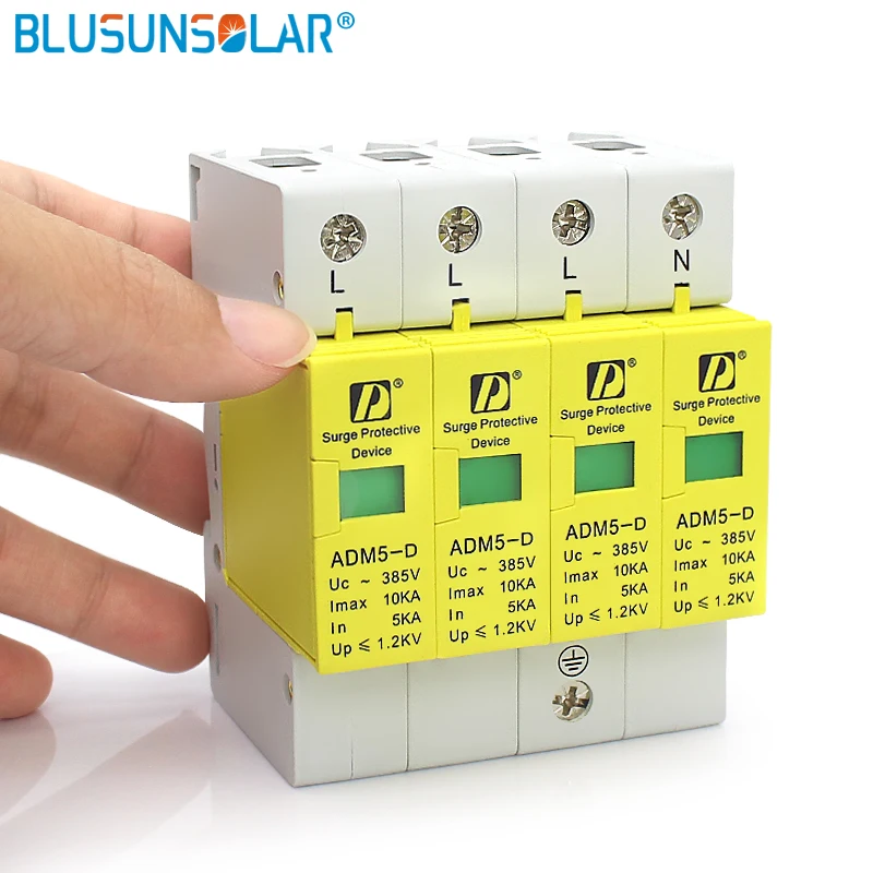 BULSUNSOLARHigh качество SPD 4P 20KA 110V 220V 380V AC din-рейка анти-молнии напряжение устройство