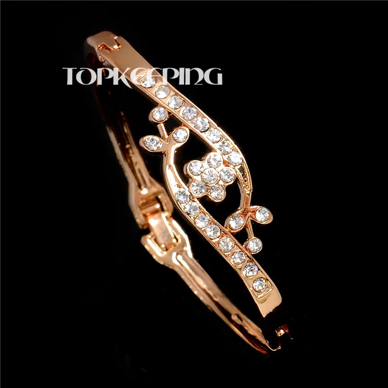 Корейский цветок браслеты модные милые с вырезами изысканные Кристаллы Стразы