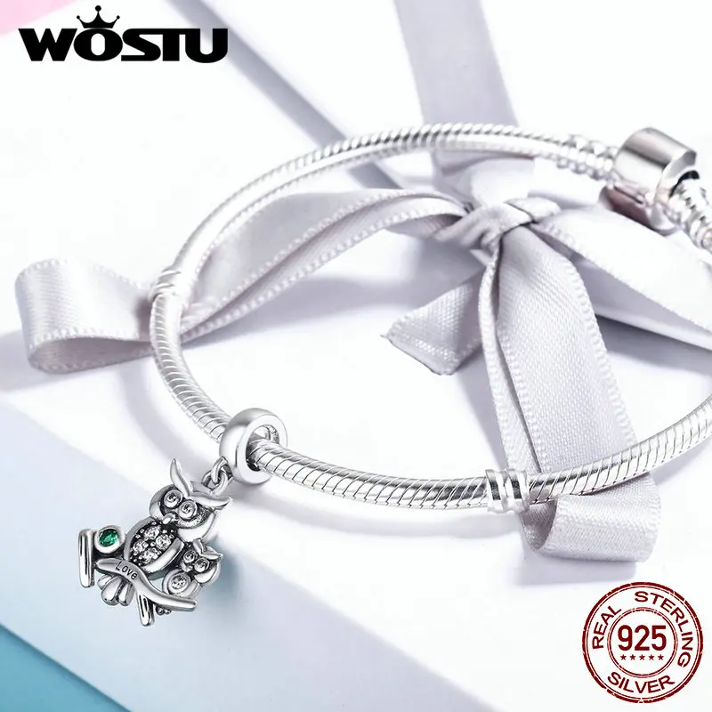 WOSTU Аутентичные 100% Стерлинговое Серебро 925 пробы милые сова любовь сюжетные