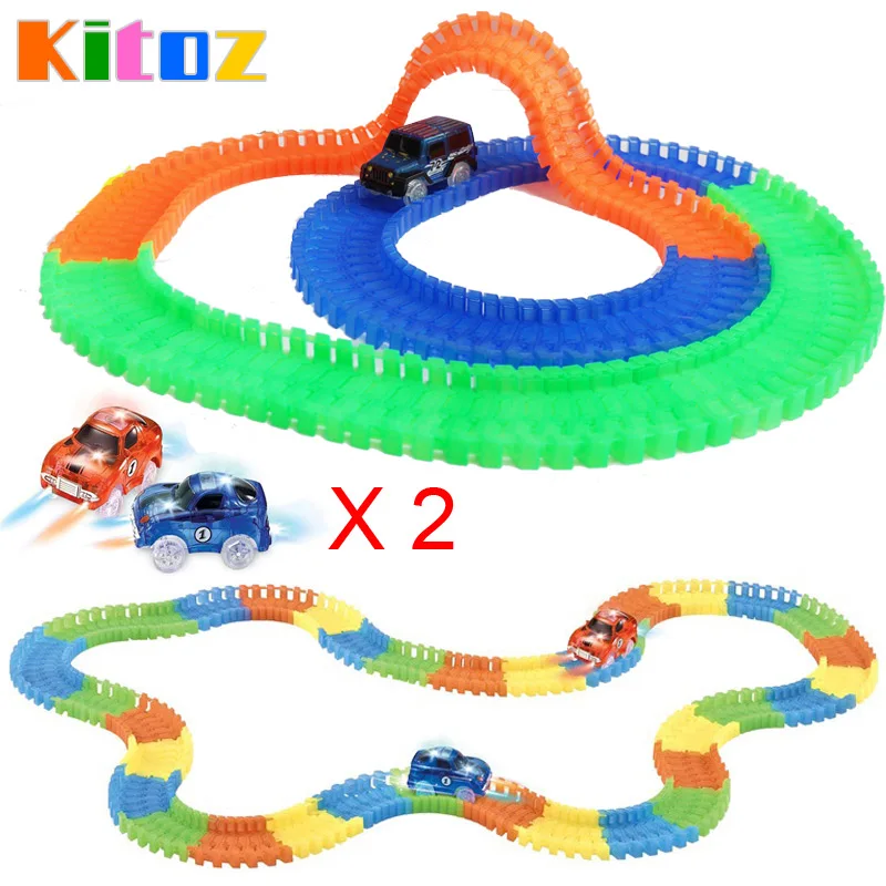 Kitoz 220 шт. автомобильный трек слот игрушка светятся в темноте красочные сборки