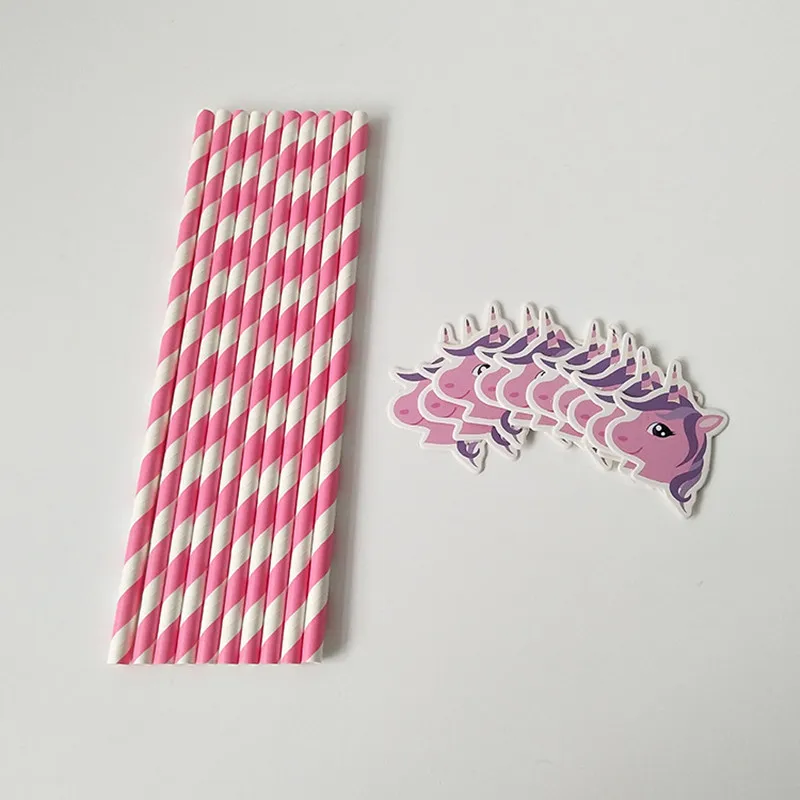 10 шт./Лот бумажные соломинки в виде единорога для вечеривечерние украшения дня