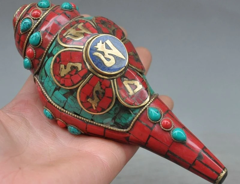 Бесплатная доставка Редкий Старый тибетский буддизм бронзовый инкрустационный