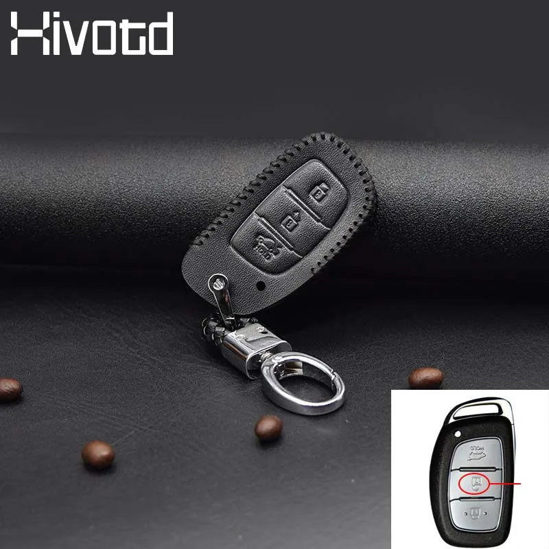 Black Smart Key Hivotd для hyundai creta ix25 кожаный чехол для ключей автомобиля аксессуары автомобильный брелок Защита оболочки внутренние части отделка автомобильный Стайлинг - Название цвета: Black Smart Key