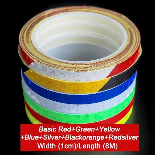 7 Colors 1cm Наклейка для велосипеда victgoal, s набор, наклейка, Светоотражающая наклейка, лента для велосипеда, светоотражающая лента, наклейка 1 см/2 см, велосипедное колесо, Аксессуары для велосипеда - Цвет: 7 Colors 1cm