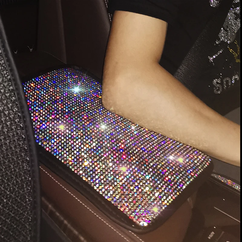 armrest pad Полный Алмазный чехол рулевого колеса автомобиля брелок подлокотник чехол ремни безопасности подплечники автомобиля Стайлинг аксессуар для украшения салона - Название цвета: armrest pad