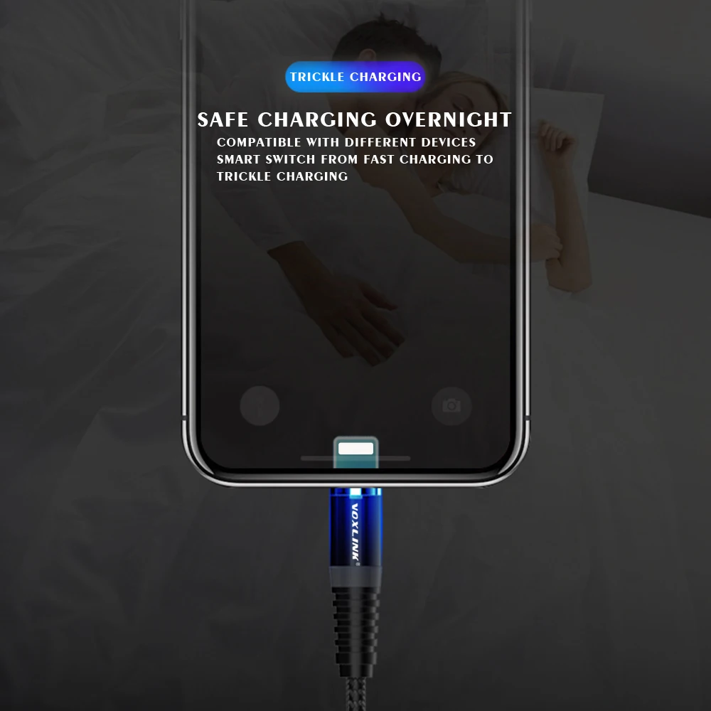 VOXLINK светодиодный магнитный usb-кабель для iPhone Xs Max 8 7 6 и кабель USB type C и кабель Micro usb для samsung Xiaomi huawei htc USB C