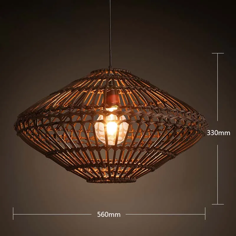 Подвесной светильник из бамбука и ротанга винтажный в китайском стиле Юго