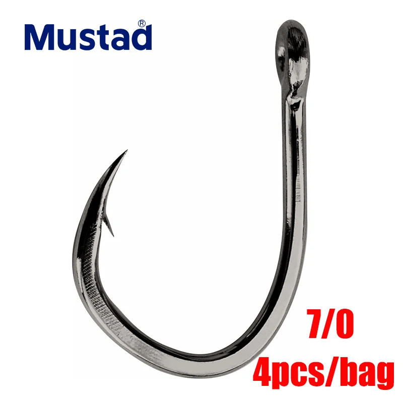7-0 Mustad норвежский рыболовный крючок, супер мощный большой размер, круглые рыбные крючки, 7/0-10/0, 10874NP-BN - Color: 7-0