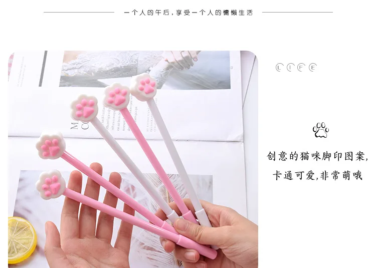 1 шт гелевая ручка Kawaii милый кошачий коготь узор школьные офисные канцелярские принадлежности черные чернила 0,38 мм ручка запасной материал escolar
