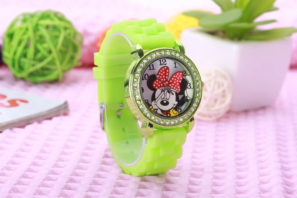 Кристальные цветные детские часы с рисунками из мультфильмов ЖЕНСКИЕ НАРЯДНЫЕ
