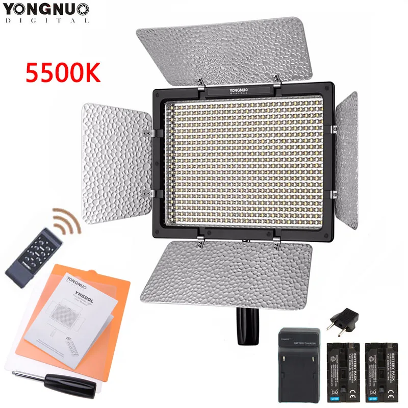 YONGNUO YN600L YN-600 600 светодиодный видео светильник Панель с аккумулятором комплект, YN600 светодиодный светильник ing 3200-5500 K/5500 K+ 2 шт комплект батарей - Цвет: YN600L 5500K
