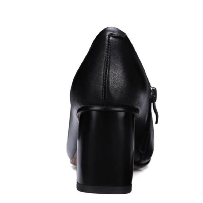 Обувь из натуральной кожи с квадратным носком на молнии сбоку женские туфли