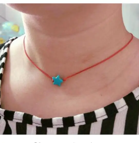 Новинка 2018 модное ожерелье в богемном стиле с красной нитью и голубым камнем