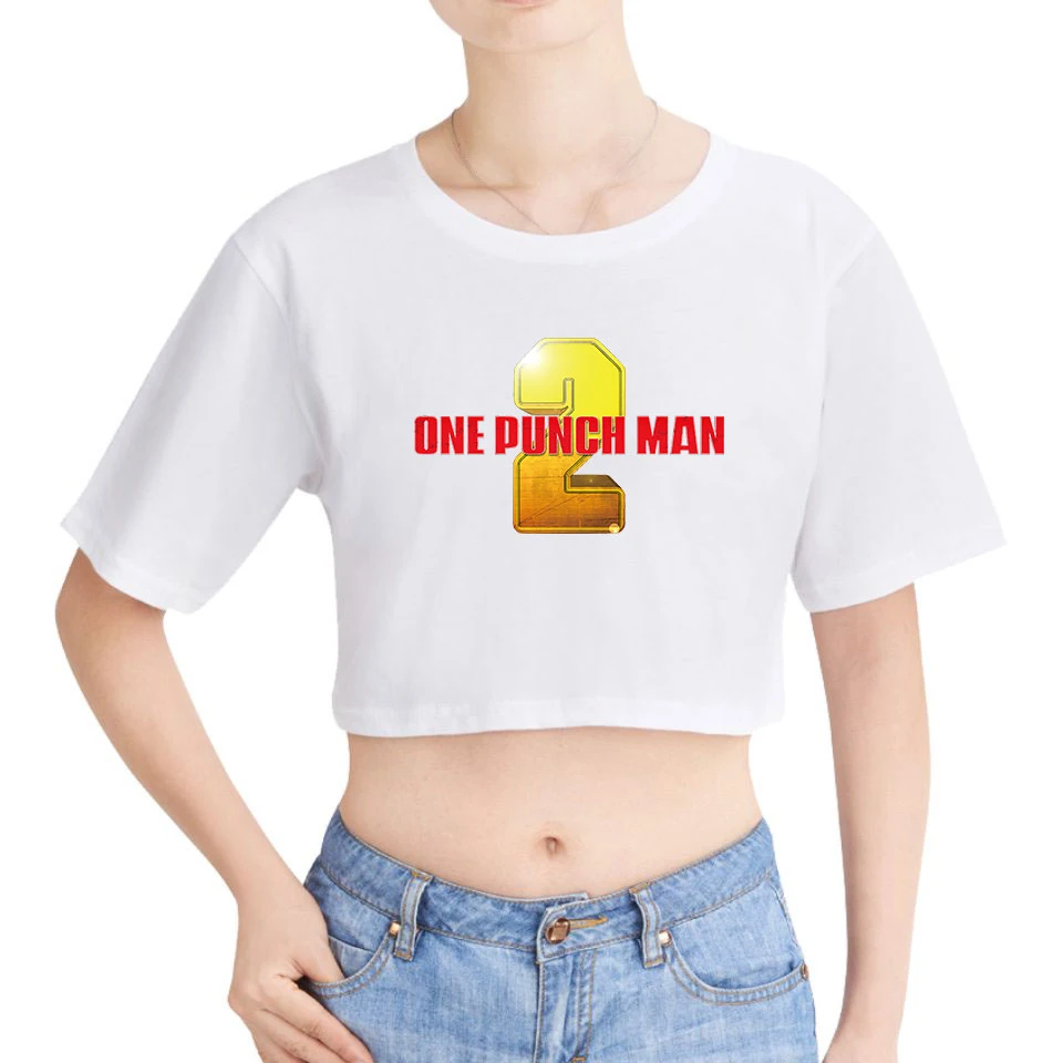 Женский укороченный топ с принтом One Punch Man 2 2D сезона летние футболки короткими