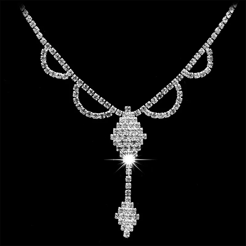 Женский Свадебный комплект украшений Стразы ожерелье серьги выпускной|prom jewelry