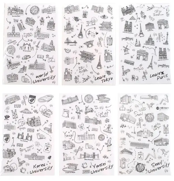 

1-Pack World famous places and buildings sticker for diary scrapbooking
